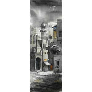 G. N. Qazi, 12 x 36 Inch, Acrylic on Canvas, Cityscape Painting, AC-GNQ-023